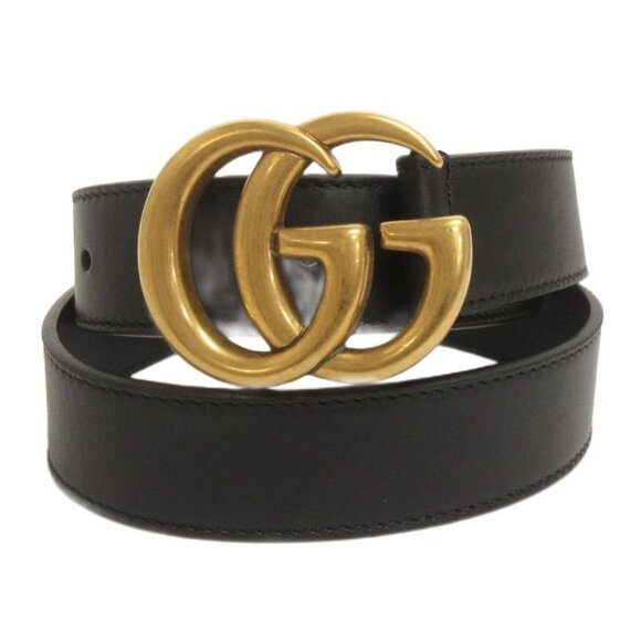 Gucci Accessories - Gucci Double GG Marmont Belt Eyelet 5 Holes Leather Black